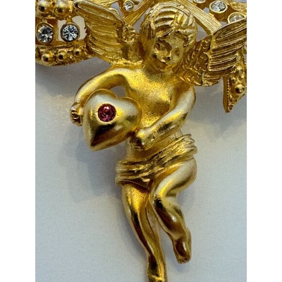 Camrose and Kross JBK Brooch Pin Angel Crystals 18KT Gold Plated Gift Idea 2.5" - Picture 3 of 7